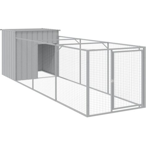 vidaXL Casetta Cani Corsa Grigio Chiaro 110x405x110 cm Acciaio Zincato