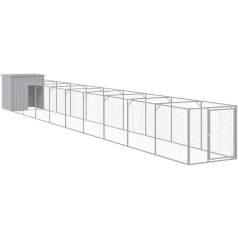 Casetta Cani Corsa Grigio Chiaro 110x1017x110cm Acciaio Zincato vidaXL