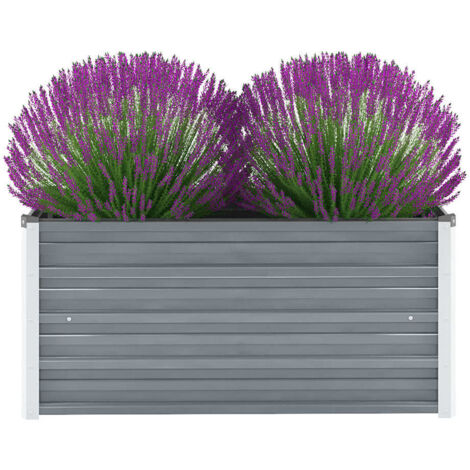 vidaXL Letto Rialzato Giardino in Acciaio Zincato 100x40x45 cm Grigio