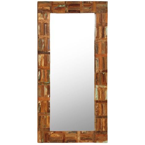 Specchio da Parete in Legno Massello di Recupero 60x120 cm vidaXL - Marrone