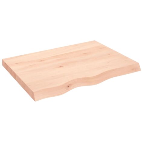 vidaXL Piano per Tavolo 80x60x(2-6) cm in Rovere Massello Non Trattato (1/5)