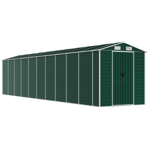 vidaXL Capanno da Giardino Verde 191x895x198 cm in Acciaio Zincato