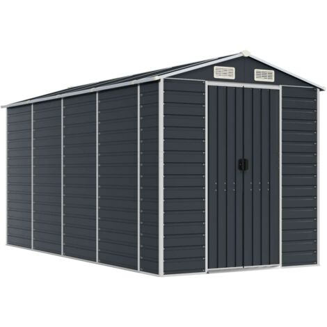 vidaXL Capanno da Giardino Antracite 191x385x198cm in Acciaio Zincato