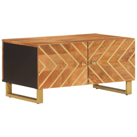 Tavolino da Salotto Marrone e Nero 80x50x40 cm Legno di Mango vidaXL (1/5)