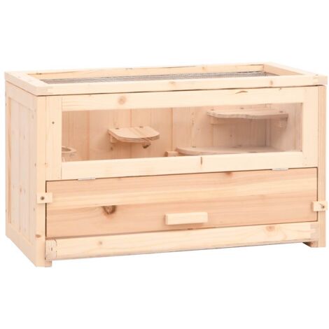 vidaXL Gabbia per Criceti 60x30x35 cm in Legno Massello di Abete (1/5)