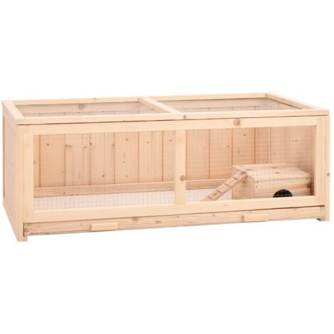 Vidaxl – Gabbia per criceti 104x52x38 cm – Legno massello di abete – Vassoio estraibile per pulizia facile – Rete metallica per circolazione aria (1/6)