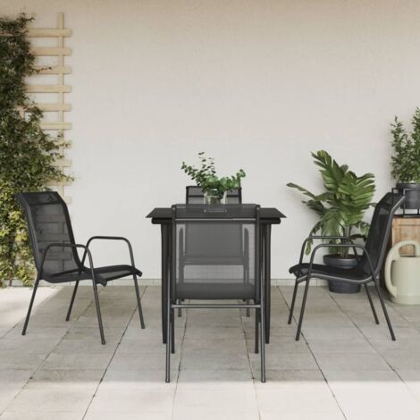 Furniture Limited - Set da Pranzo da Giardino 5 pz Nero in