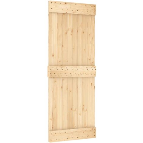 Porta Scorrevole con Set Hardware 80x210 cm Legno Massello Pino vidaXL