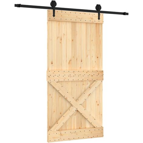 Porta Scorrevole In Legno Di Pino 100x210 Cm - Con Kit Hardware, Perfetta Per Interni Ed Esterni - Foto 10