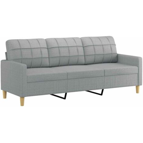 vidaXL Divano a 3 Posti Grigio Chiaro 180 cm in Tessuto