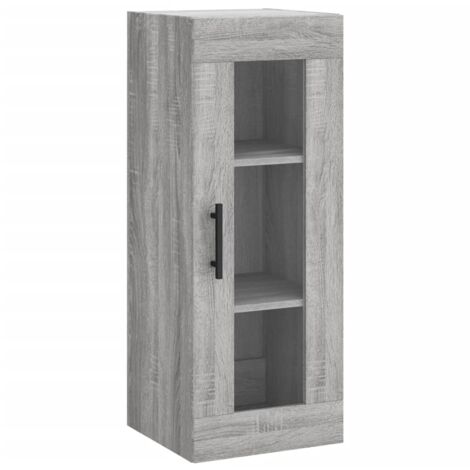 Mobile A Parete VidaXL 34.5x34x90cm Grigio Cemento - Legno Ingegnerizzato Per Soggiorno