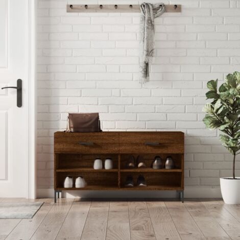 Panca Porta Scarpe Rovere Marrone 102x35x55cm Legno Multistrato vidaXL (1/5)