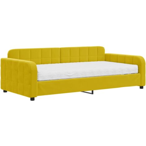 vidaXL Divano Letto con Materasso Giallo 100x200 cm in Velluto