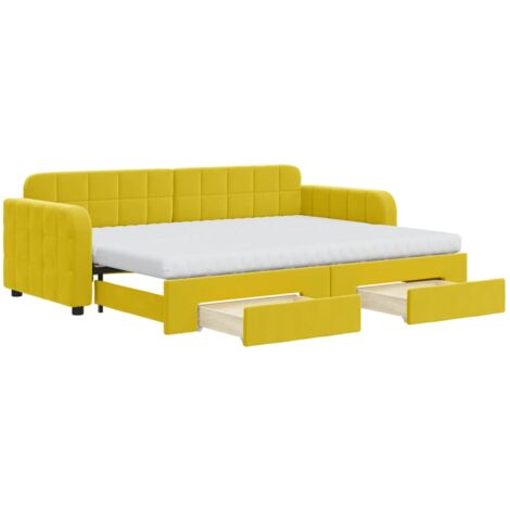 vidaXL Divano Letto Estraibile con Cassetti Giallo 80x200cm in Velluto
