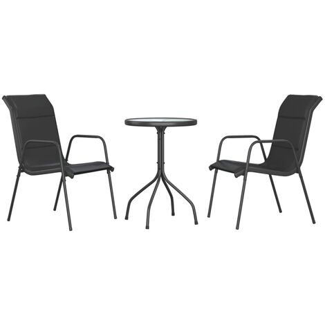 vidaXL Set da Pranzo da Giardino 3 pz in Acciaio Nero (1/5)