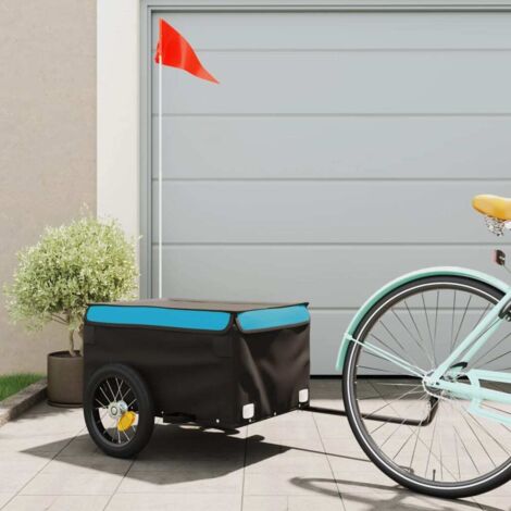 vidaXL Rimorchio da Bici Nero e Blu 30 kg in Ferro (1/5)