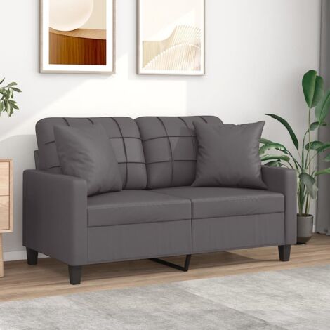 vidaXL Divano a 2 Posti con Cuscini Grigio 120 cm in Similpelle