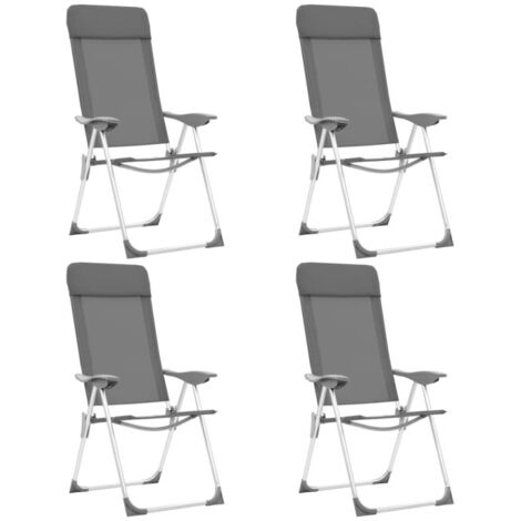 Sedie Pieghevoli da Campeggio 4 pz Grigio in Alluminio vidaXL (1/5)