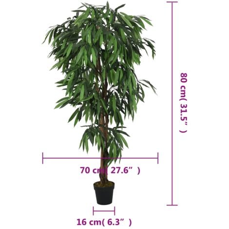 Artificial Mango Tree 300 Leaves 80 cm Green vidaXL