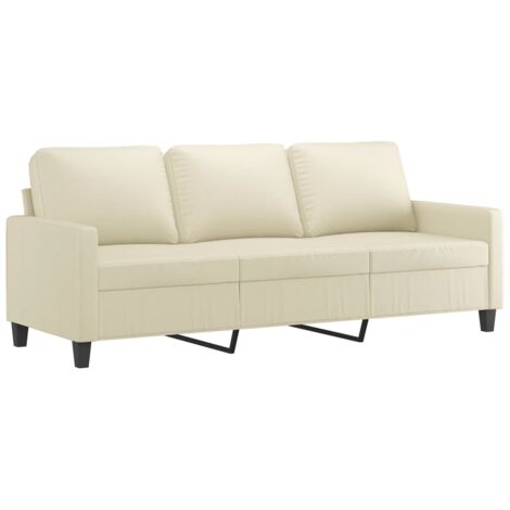 vidaXL Divano a 3 Posti Crema 180 cm in Similpelle