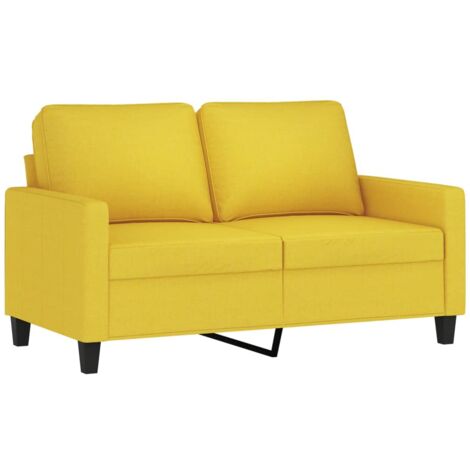 vidaXL Divano a 2 Posti Giallo Chiaro 120 cm in Tessuto