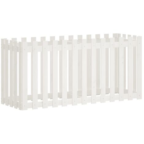 vidaXL Fioriera Giardino a Recinzione Bianca 150x50x70cm Massello Pino