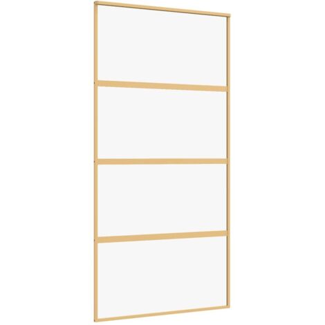 vidaXL Porta Scorrevole Oro 102,5x205 Vetro Trasparente ESG Alluminio