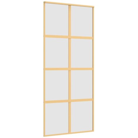 Porta Scorrevole Dorata 90x205 Vetro Smerigliato ESG Alluminio vidaXL
