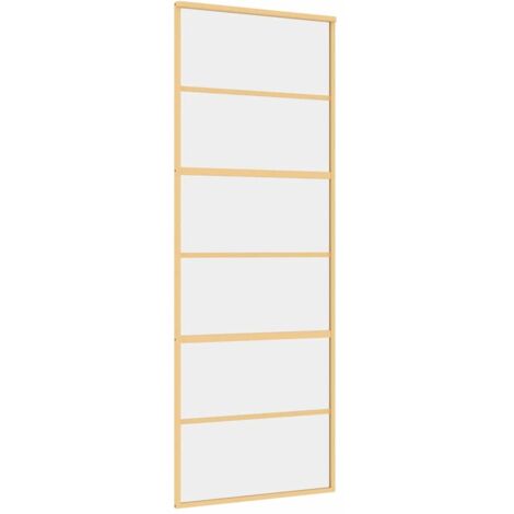 Porta Scorrevole Dorata 76x205 Vetro Trasparente ESG Alluminio vidaXL