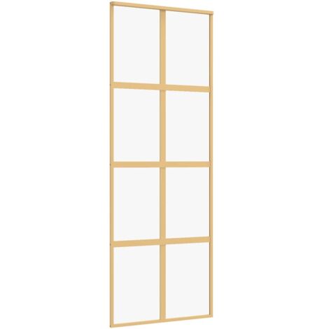vidaXL Porta Scorrevole Dorata 76x205 Vetro Trasparente ESG Alluminio