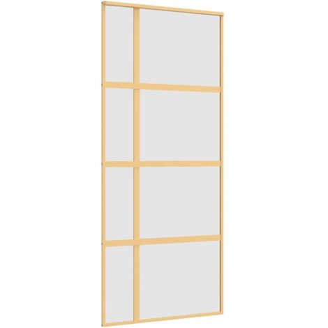 vidaXL Porta Scorrevole Dorata 90x205 Vetro Smerigliato ESG Alluminio