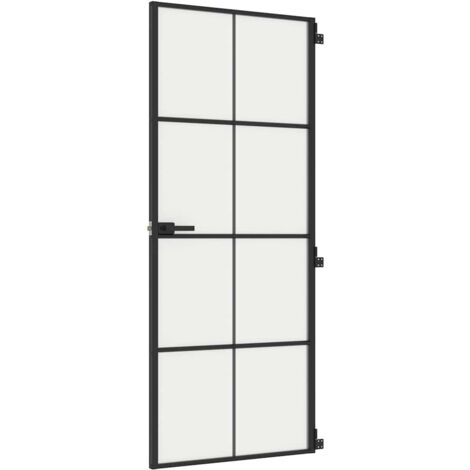 vidaXL Porta Interni Sottile Nera 83x201,5cm Vetro Temperato Alluminio (1/5)