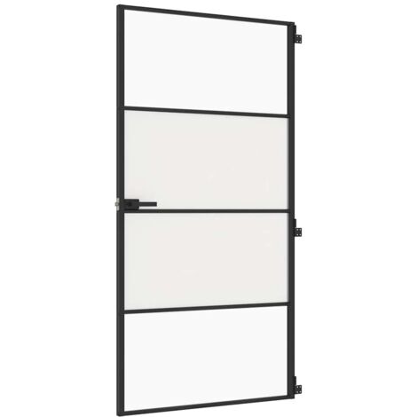 vidaXL Porta Interni Sottile Nera 102,5x201,5Vetro Temperato Alluminio