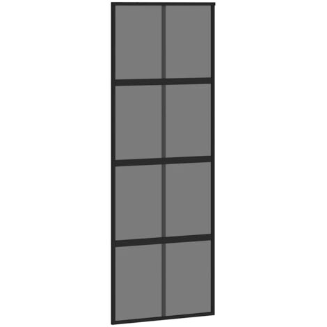 vidaXL Porta Scorrevole Nera 76x205 cm in Vetro Temperato e (1/5)