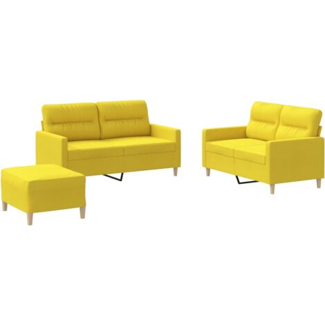 Set di Divani 3 pz con Cuscini Giallo Chiaro in Tessuto vidaXL (1/5)