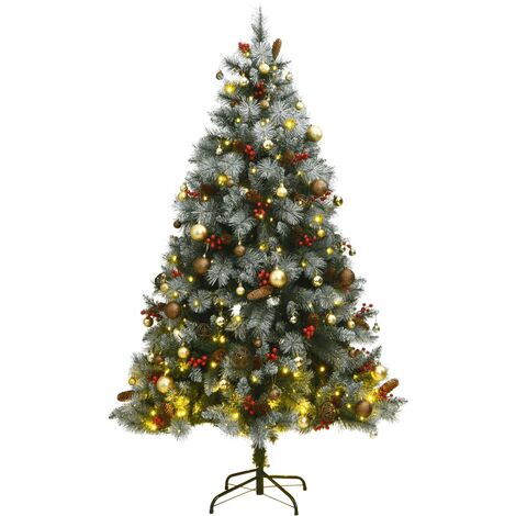 Albero Natale Incernierato con 300 LED e Palline 180 cm vidaXL