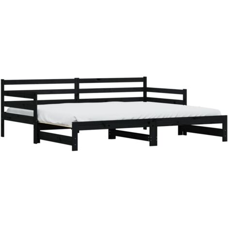 Divano Letto Estraibile In Legno Di Pino - 90x190 Cm, Con Doghe E Spazio Di Ripiano, Per Ospiti - Foto 7