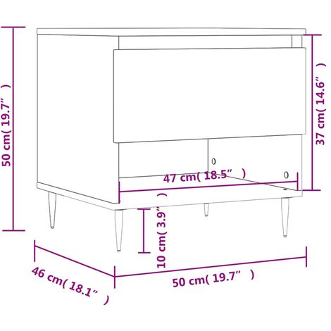 Tavolino da Salotto Rovere Fumo 50x46x50cm in Legno Multistrato vidaXL