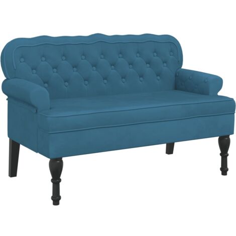 vidaXL Panca con Schienale Blu 119,5x64,5x75 cm in Velluto