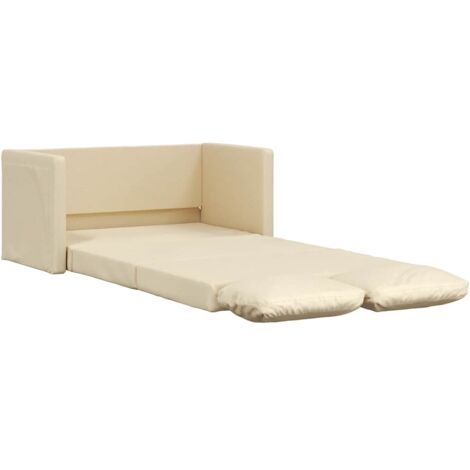 vidaXL Divano Letto da Terra 2 in 1 Crema 112x174x55 cm Tessuto