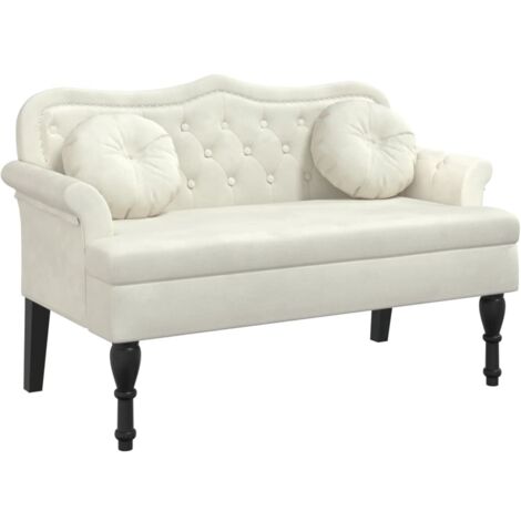 vidaXL Panca con Cuscini Crema 120,5x65x75 cm in Velluto