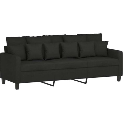 Divano a 3 Posti Nero 180 cm in Tessuto vidaXL 170602