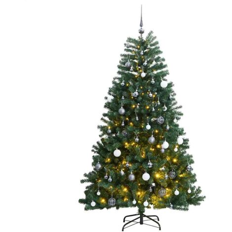 vidaXL Albero Natale Incernierato con 300 LED e Palline 210 cm (1/5)