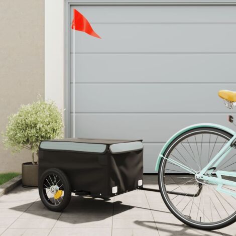 vidaXL Rimorchio da Bici Nero e Grigio 30 kg in Ferro (1/5)