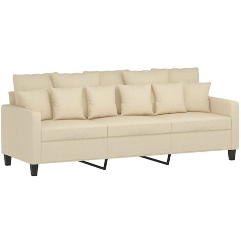 Divano a 3 Posti Crema 180 cm in Tessuto vidaXL 955734