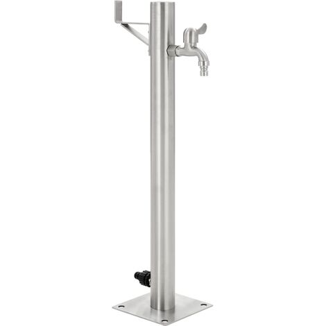 Fontanella a Colonna in Acciaio Inossidabile Rotonda 65 cm vidaXL