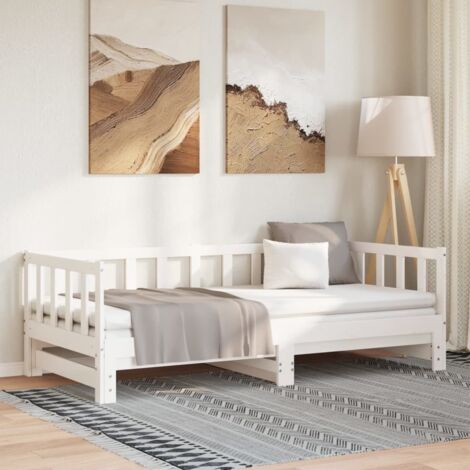 vidaXL Divano Letto con Letto Estraibile Bianco 80x200cm Massello Pino