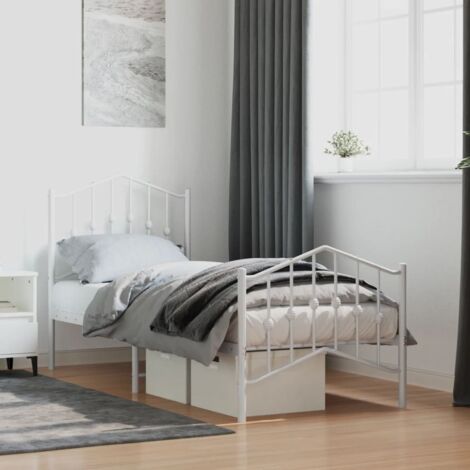 Giroletto con Testiera e Pediera Metallo Bianco 75x190 cm vidaXL (1/5)
