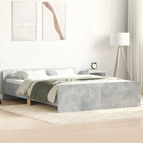 vidaXL Giroletto con Testiera e Pediera Grigio Cemento 140x190 cm (1/5)