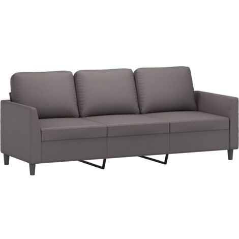 vidaXL Divano a 3 Posti Grigio 180 cm in Similpelle